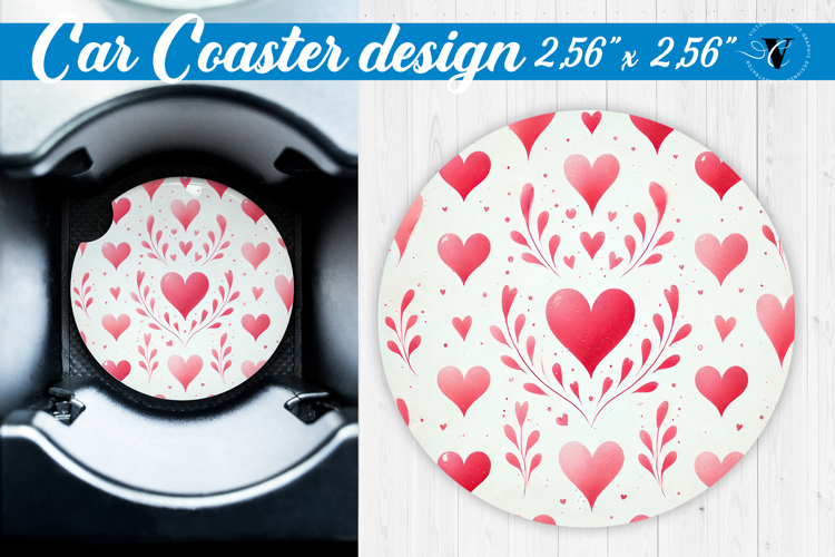 Spring Car Coaster | Hearts pattern