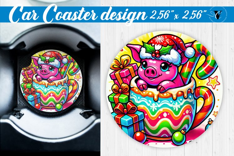 Car Coaster | Christmas Animal in Mug | Rainbow Animals