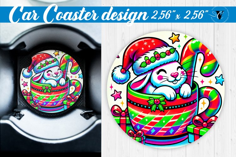 Car Coaster | Christmas Animal in Mug | Rainbow Animals