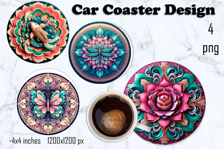 Round 3D mandala decor Sublimation car Coaster