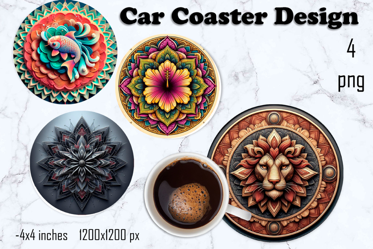Round 3D mandala decor Sublimation car Coaster