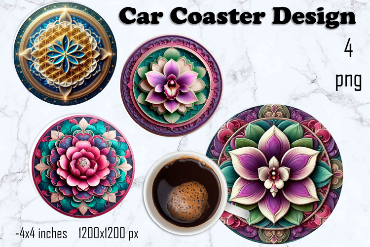 Round 3D mandala decor Sublimation car Coaster