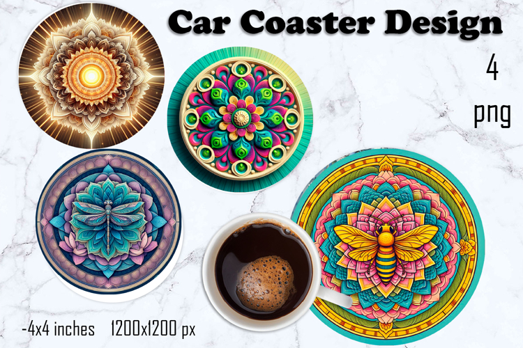 Round 3D mandala decor Sublimation car Coaster