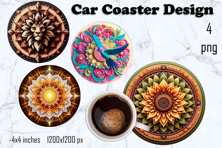 Round 3D mandala decor Sublimation car Coaster