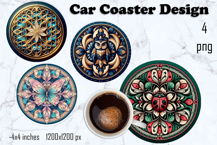 Round 3D mandala decor Sublimation car Coaster