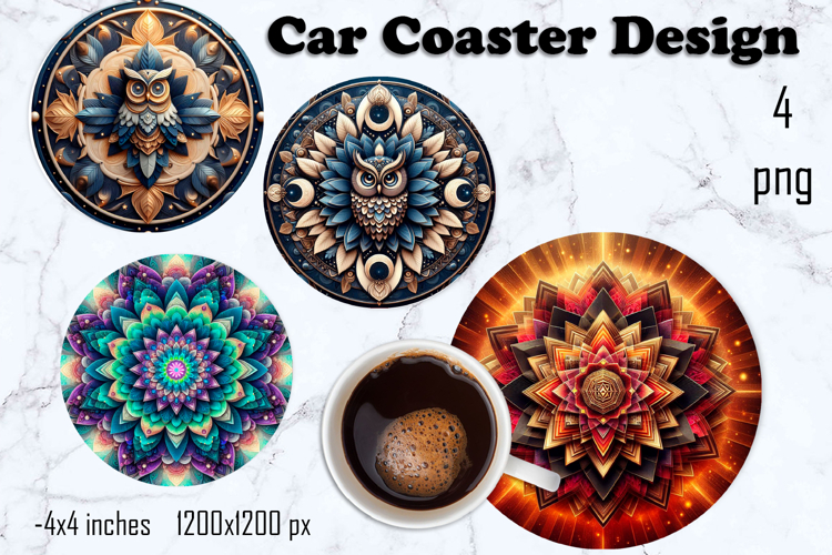 Round 3D mandala decor Sublimation car Coaster