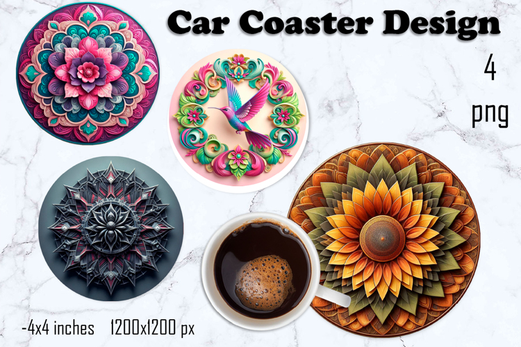 Round 3D mandala decor Sublimation car Coaster