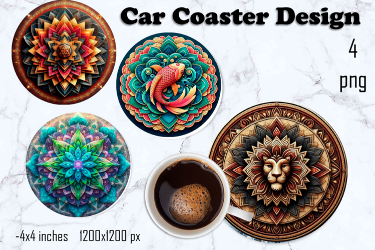 Round 3D mandala decor Sublimation car Coaster