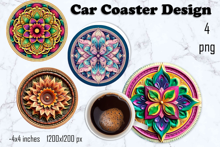 Round 3D mandala decor Sublimation car Coaster