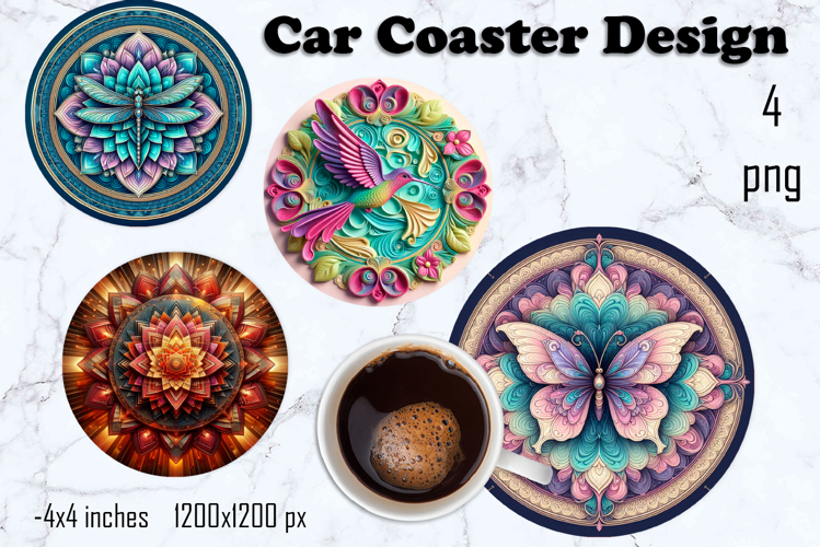 Round 3D mandala decor Sublimation car Coaster