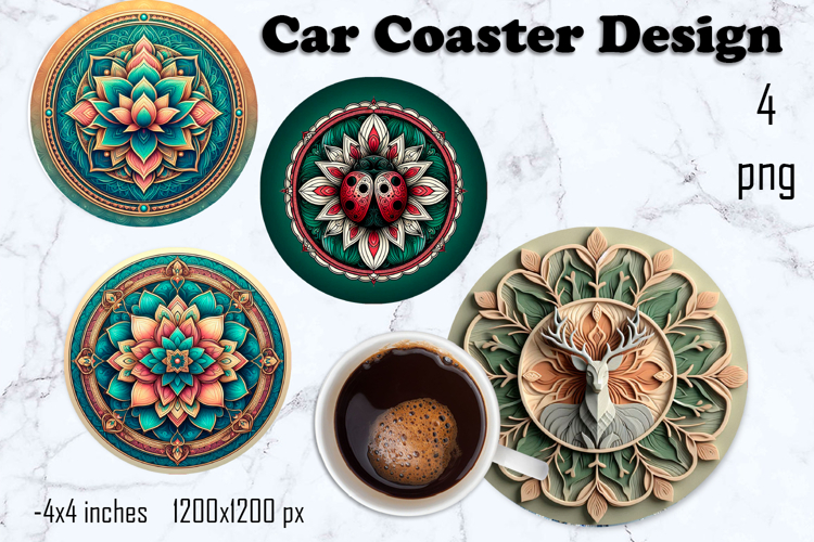 Round 3D mandala decor Sublimation car Coaster
