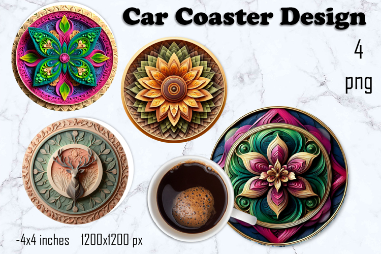 Round 3D mandala decor Sublimation car Coaster