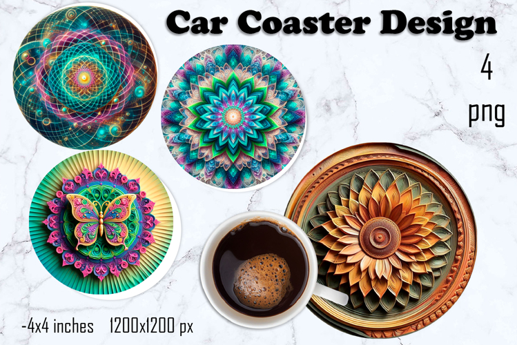Round 3D mandala decor Sublimation car Coaster