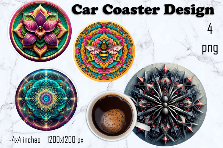 Round 3D mandala decor Sublimation car Coaster