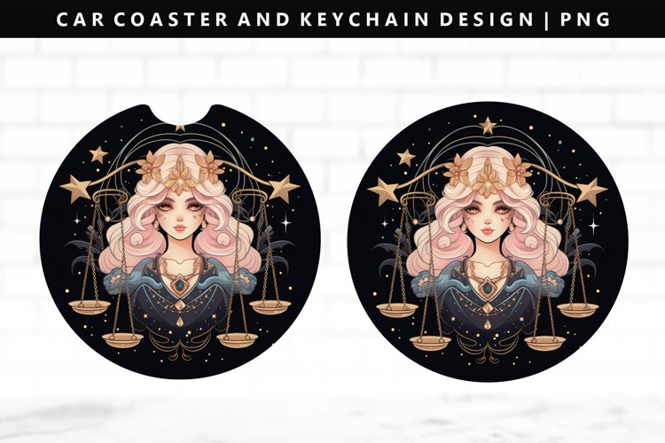Zodiac Sign Keychain And Car Coaster Sublimation Design