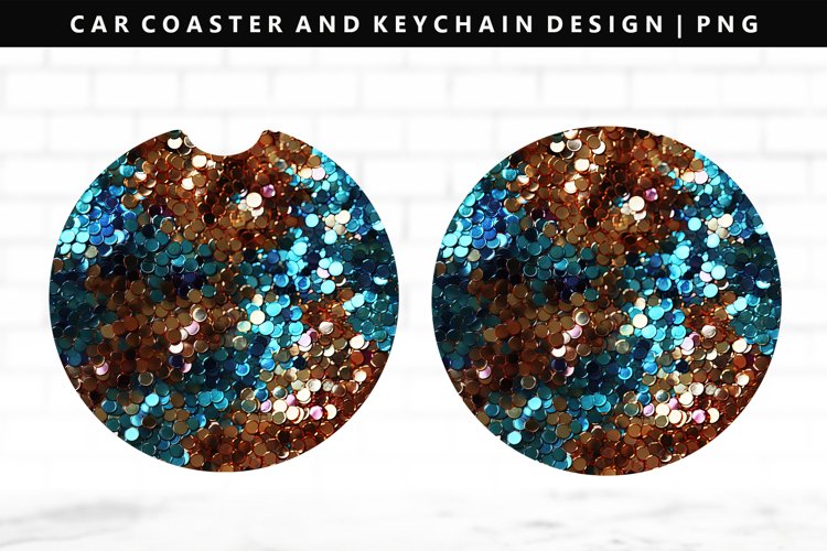 Sequin Keychain And Car Coaster Sublimation Design