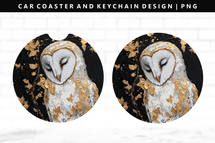 Owl Keychain And Car Coaster Sublimation Design