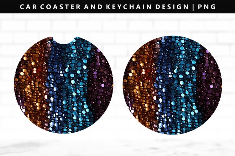Sequin Keychain And Car Coaster Sublimation Design