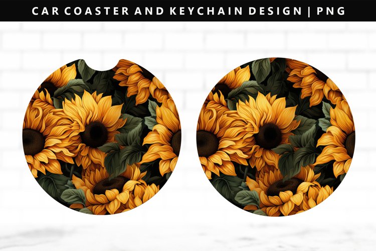 Flower Keychain And Car Coaster Sublimation Design