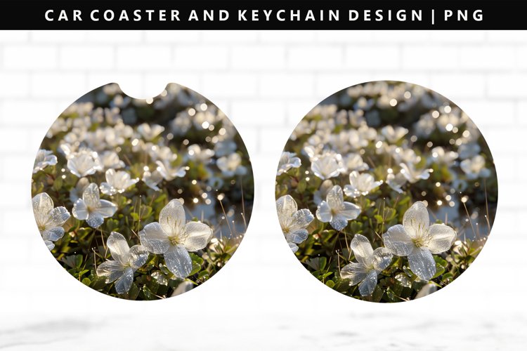 Flower Keychain And Car Coaster Sublimation Design
