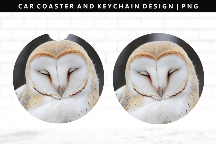 Owl Keychain And Car Coaster Sublimation Design