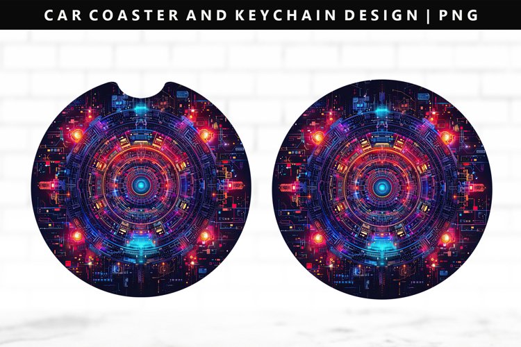 Mandala Keychain And Car Coaster Sublimation Design