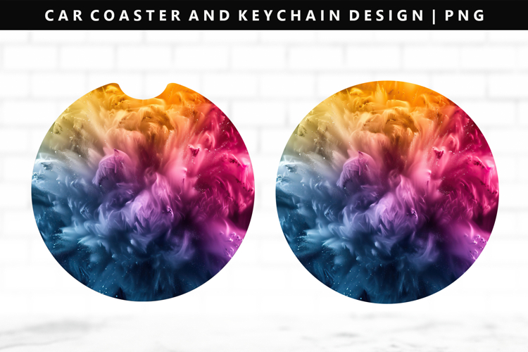 Rainbow Keychain And Car Coaster Sublimation Design