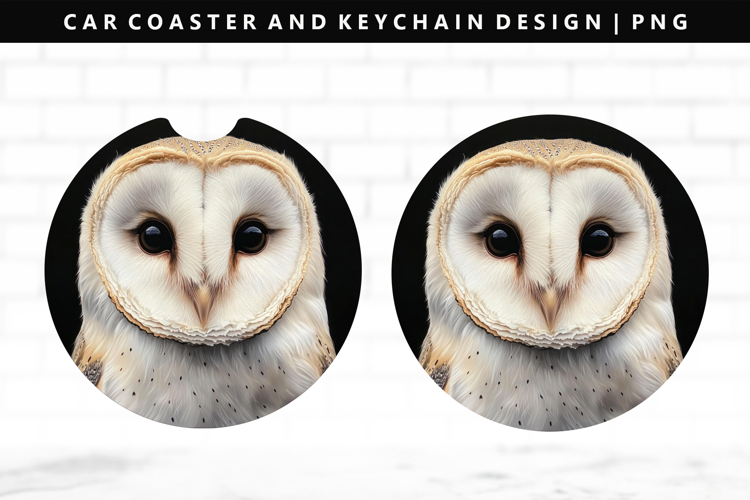 Owl Keychain And Car Coaster Sublimation Design