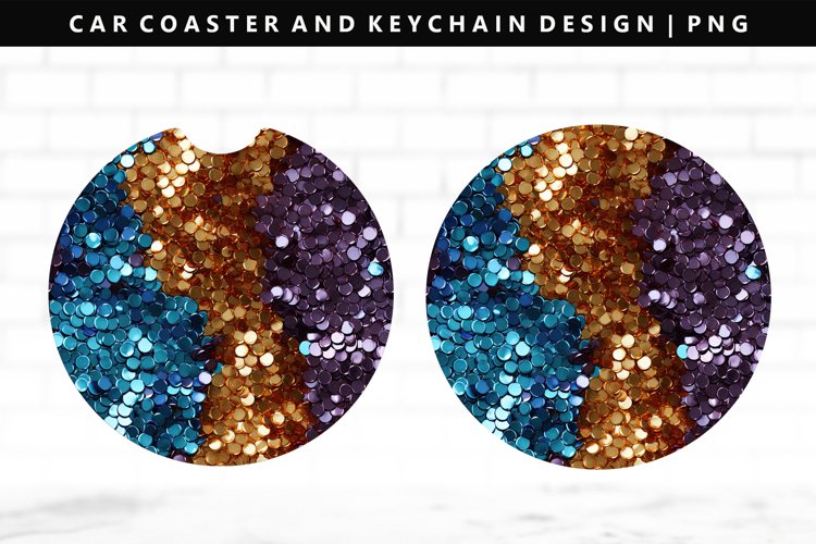 Sequin Keychain And Car Coaster Sublimation Design