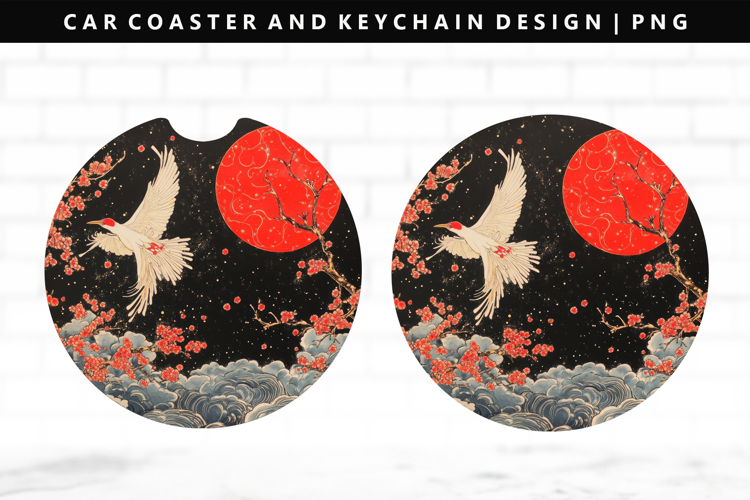 Hanafuda Keychain And Car Coaster Sublimation Design