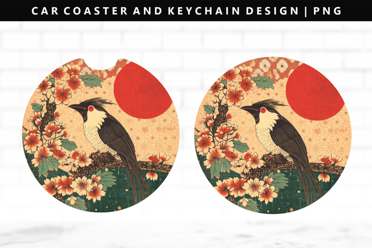 Hanafuda Keychain And Car Coaster Sublimation Design