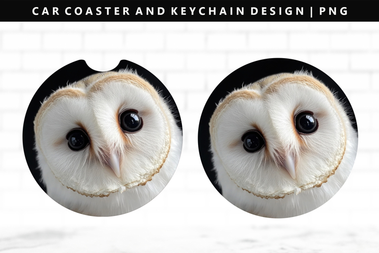Owl Keychain And Car Coaster Sublimation Design