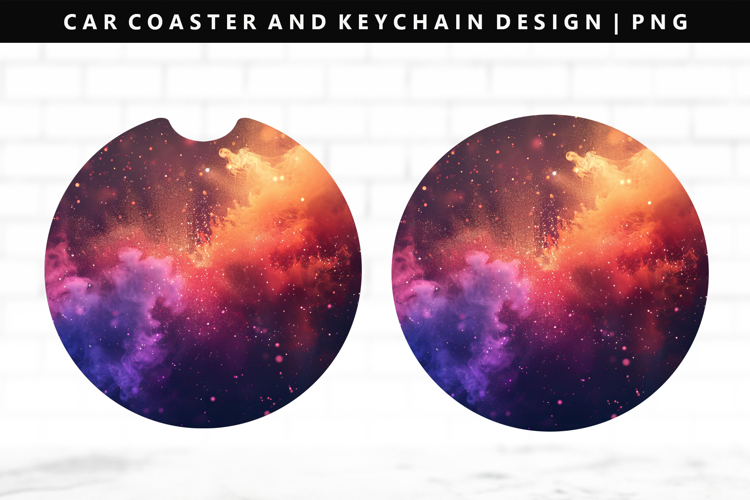 Rainbow Keychain And Car Coaster Sublimation Design