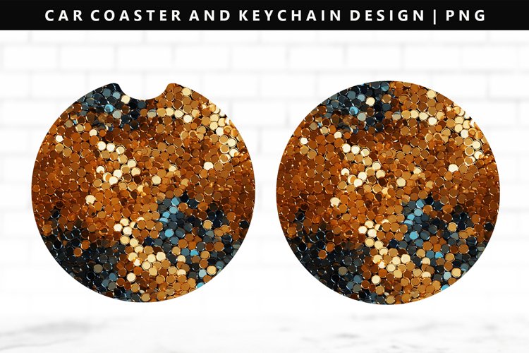 Sequin Keychain And Car Coaster Sublimation Design