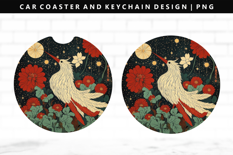 Hanafuda Keychain And Car Coaster Sublimation Design