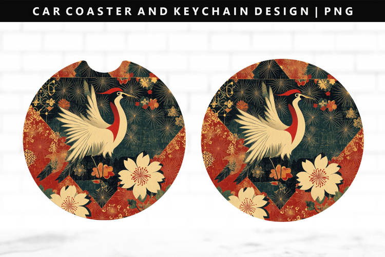 Hanafuda Keychain And Car Coaster Sublimation Design