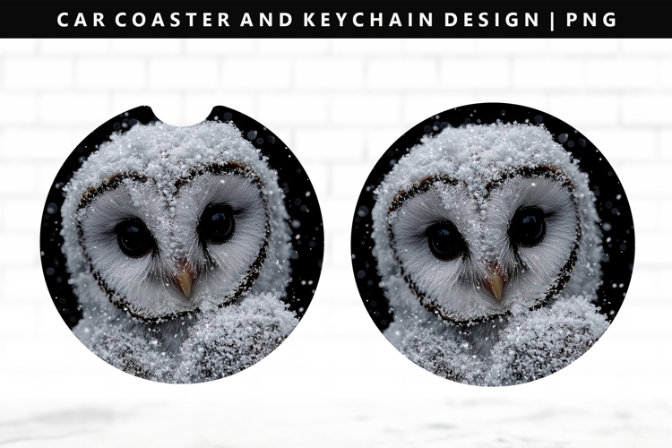 Owl Keychain And Car Coaster Sublimation Design