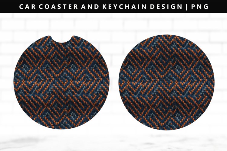 Knitted Keychain And Car Coaster Sublimation Design example image 1