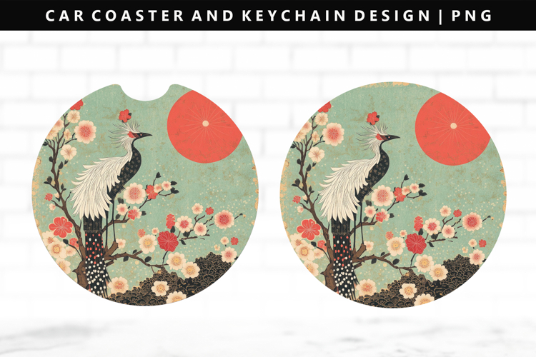 Hanafuda Keychain And Car Coaster Sublimation Design