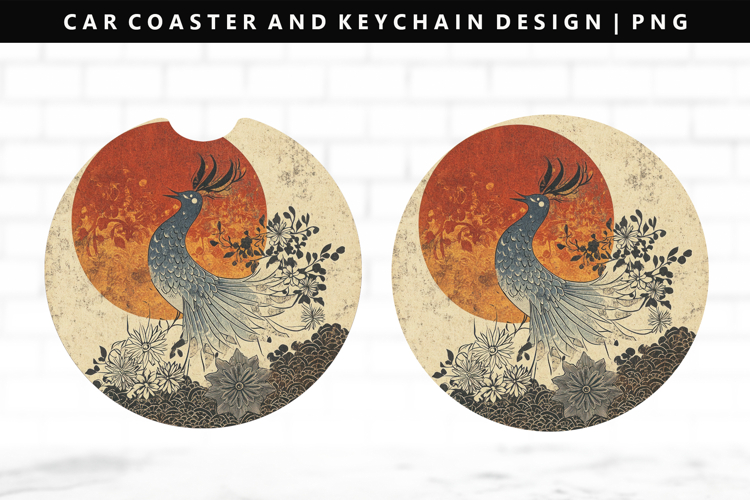 Hanafuda Keychain And Car Coaster Sublimation Design
