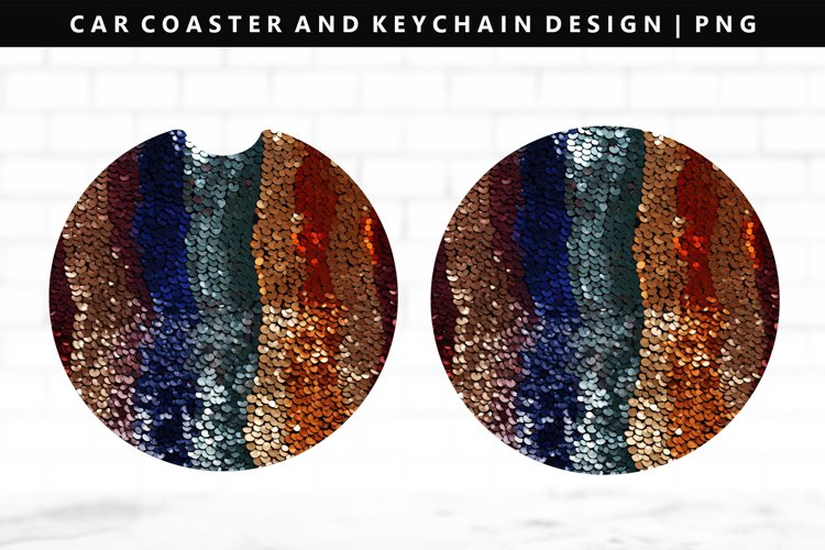Sequin Keychain And Car Coaster Sublimation Design