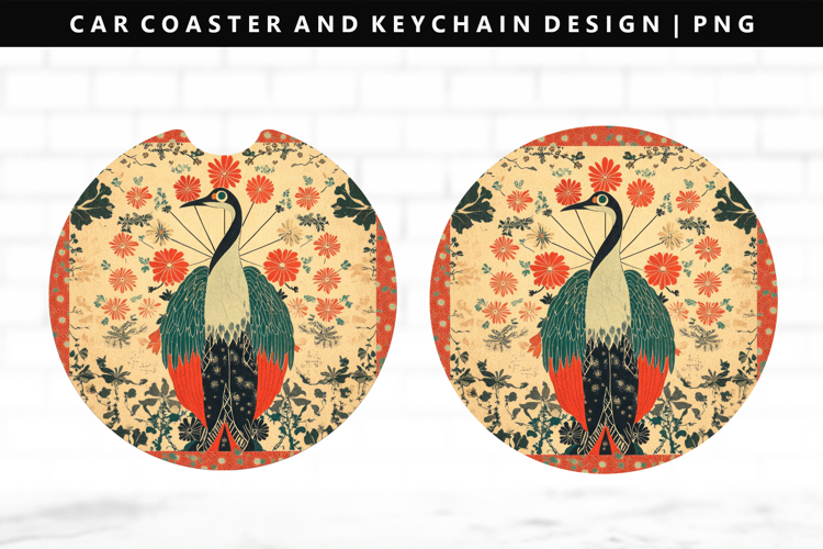 Hanafuda Keychain And Car Coaster Sublimation Design