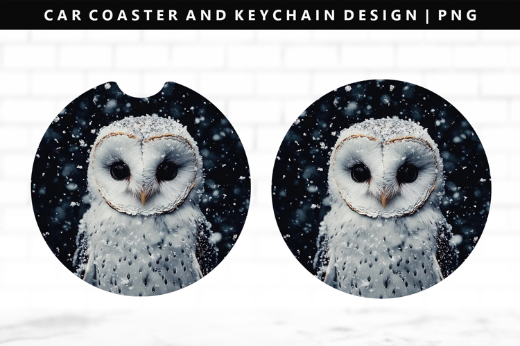 Owl Keychain And Car Coaster Sublimation Design