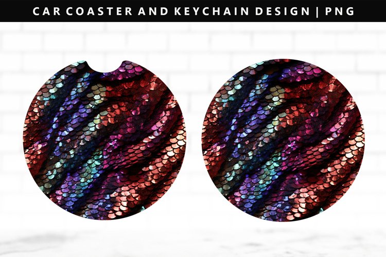 Sequin Keychain And Car Coaster Sublimation Design example image 1
