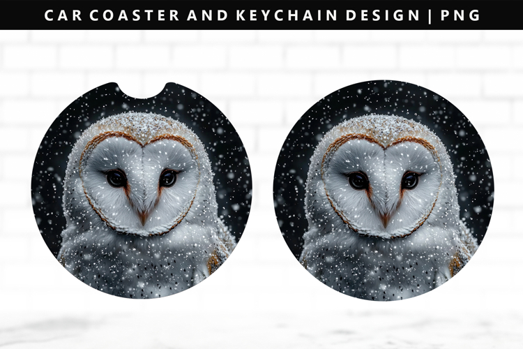 Owl Keychain And Car Coaster Sublimation Design