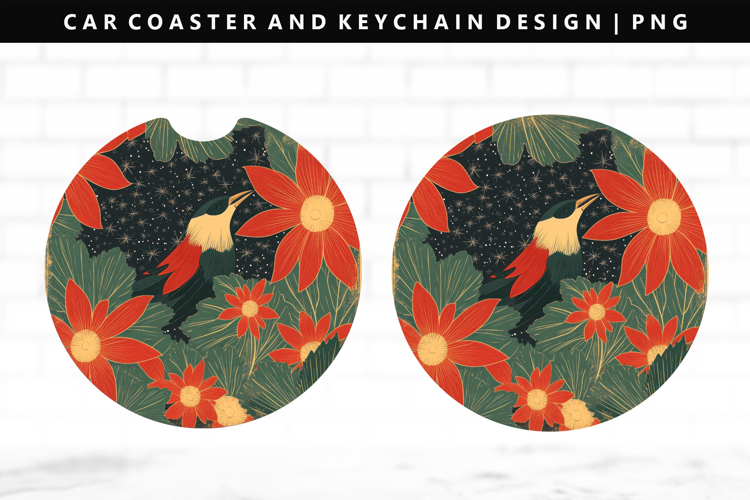 Hanafuda Keychain And Car Coaster Sublimation Design