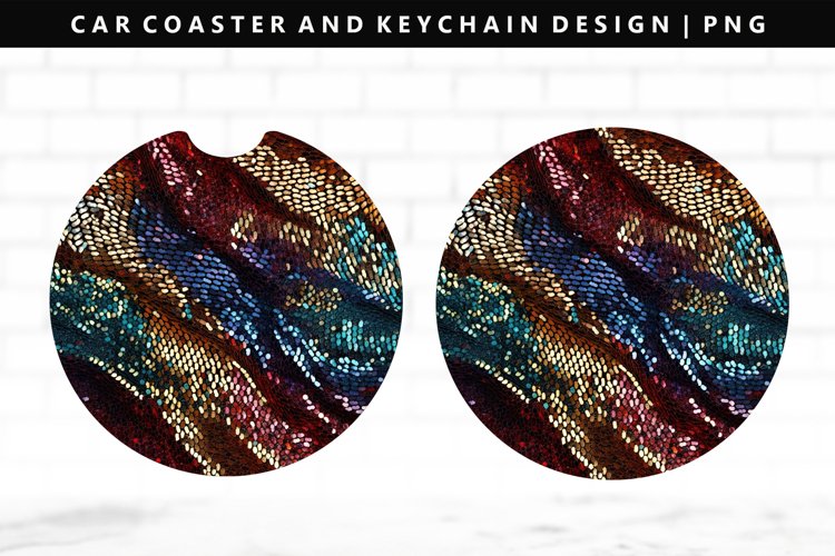 Sequin Keychain And Car Coaster Sublimation Design