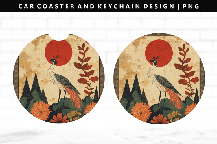 Hanafuda Keychain And Car Coaster Sublimation Design