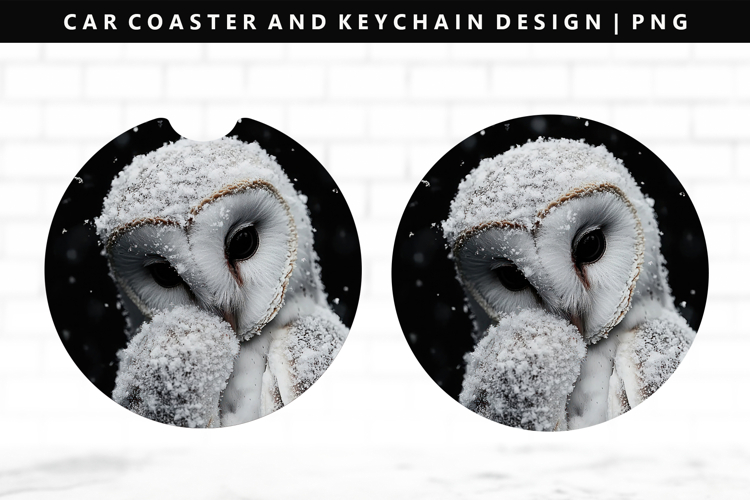 Owl Keychain And Car Coaster Sublimation Design