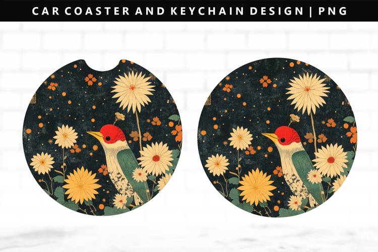 Hanafuda Keychain And Car Coaster Sublimation Design